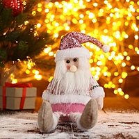 Мягкая игрушка "Дед Мороз в розой шапочке-длинные ножки" 11х37см