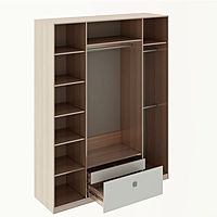 Шкаф четырёхдверный «Глэдис», 1600×500×2200 мм, цвет ясень шимо светлый/белый