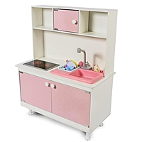 Игровая мебель "Детская кухня" розовая интерактивная панель, раковина с водой