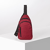 Сумка молодёжная, 2 отдела на молнии, наружный карман, цвет бордовый