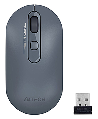 Мышь A4 Fstyler FG20 пепельный/синий, оптическая (2000dpi), беспроводная USB, для ноутбука (4but)