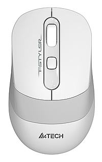 Мышь A4 Fstyler FG10S белый/серый, оптическая (2000dpi), silent, беспроводная USB (4but)