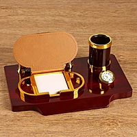 Набор настольный 4в1 (блок д/бумаг, карандашница, часы, визитница)