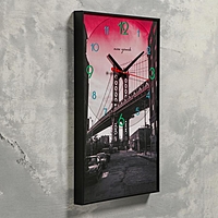 Часы настенные, серия: Город, "Бруклинский мост", 1 АА, плавный ход, 37х60 см