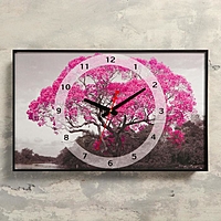 Часы настенные, серия: Природа, "Цветущие дерево", 1 АА, плавный ход, 37х60 см