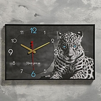 Часы настенные, серия: Природа, "Леопард", 1 АА, плавный ход, 37х60 см