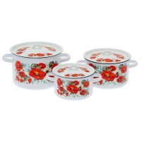 Набор кастрюль "Маки. Мечта" 3 предмета: 1,5 л, 2,9 л, 4,5 л