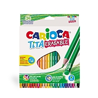 Карандаши пластиковые 24цв Carioca Tita Erasable 3.0 мм с ластиком шестигран, к/к