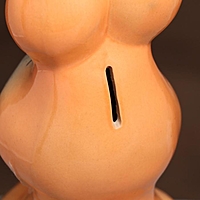 Копилка "Зайчик Косой", персиковый цвет, глазурь, 28 см
