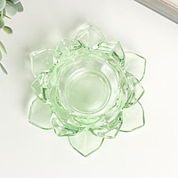 Подсвечние стекло на 1 свечу "Лотос" зелёный 5,5х12х12 см
