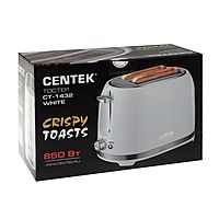Тостер Centek СТ-1432 WHITE, 850 Вт, 7 режимов прожарки, 2 тоста, стоп, белый