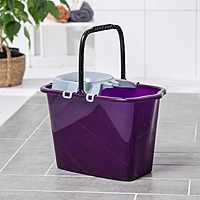 Ведро прямоугольное со сливом и отжимом 15 л МОП, цвет малиновый