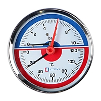 Термоманометр "CTM", аксиальный, Дк 80 мм, 1 МПа, наружная резьба 1/4", 120°С