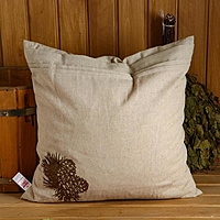 Подушка из стружки кедра "Шишка", натуральный лен, 50х50 см