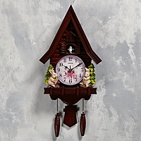 Часы настенные с кукушкой "Зайчики", 2 шт 3 АА, 2 шт R14, плавный ход, 62х8х32 см