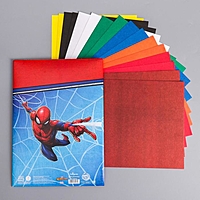 Картон цветной немелованный, А4, 16 листов, 8 цветов "Супергерой"
