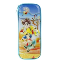 Пенал-футляр школьный на молнии ламинированный объемный рисунок Скейтбордист