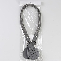 Ручка для сумки шнуры кожзам 1,8*60см с пришивными петлями 5,8см серый/серебро