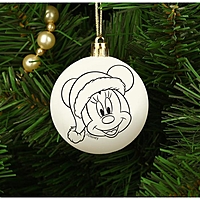 Новогоднее елочное украшение под раскраску "С Новым годом" Минни Маус, размер шара 5,5 см