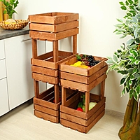 Ящик для овощей, 30 × 40 × 100 см, деревянный, трехуровневый
