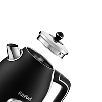 Чайник электрический Kitfort KT-6102-1, 2150 Вт, 1.7 л, металл, автоотключение, чёрный
