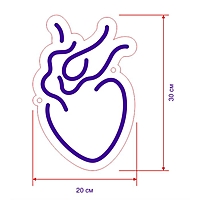 Неоновая вывеска "Анатомическое сердце", 30 х 20 см