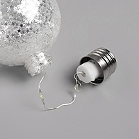Елочный шар со светодиодами "Звездочки серебряные", d=8 см, БЕЛЫЙ