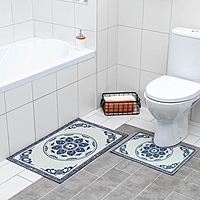 Набор ковриков для ванной и туалета 2 шт "Адиса" 50х78 см, 40х50 см, синий