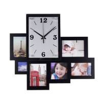 Часы настенные "Счастливый час", чёрные + 6 фоторамок от 10 × 10 см
