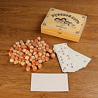 Игра Русское лото в деревянной, в светлой  шкатулке "Тройка" 25х19х6 см