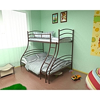 Двухъярусная кровать «Глория», 120 × 200 см, каркас металл, лестница справа, цвет коричневый   54325