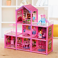 Дом для кукол "Коттедж" с куклами, с аксессуарами