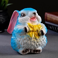 Копилка "Кролик с бантиком" голубой, 15см