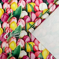 Бумага упаковочная глянцевая  «Тюльпаны с 8 марта», 70 × 100 см