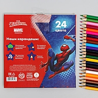 Карандаши цветные, 24 цвета "Супергерой", Человек-Паук