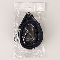 Ручка для сумки стропа на кож вставке с карабинами 140*3,8см синий/белый/серебро