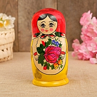 Матрёшка «Розочка», красный платок, 5 кукольная, 18 см