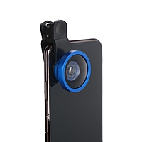 Линза для телефона Selfi Cam lens, для фронтальной камеры, с прищепкой, синяя