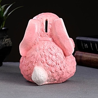 Копилка "Кролик с бантиком" розовый, 15см