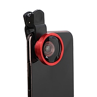 Линза для телефона Selfi Cam lens, для фронтальной камеры, с прищепкой, красная