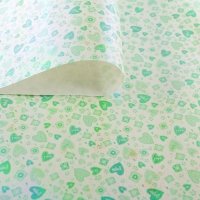 Бумага упаковочная перламутровая "Сердца", цвет зелёный