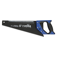Ножовка по дереву TUNDRA, 2К рукоятка, тефлоновое покрытие, 3D заточка, 7-8 TPI, 350 мм