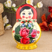 Матрёшка «Семёновская», красный платок, 10 кукольная, 16 см