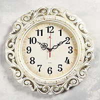Часы настенные, серия: Ажур d=40.5 см, белые с золотом, плавный ход