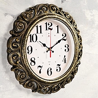 Часы настенные, серия: Ажур d=40.5 см, чёрные с золотом, плавный ход
