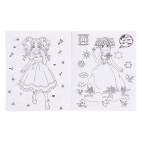 Раскраска формат А5 10 листов с наклейками Модные девчонки МИКС