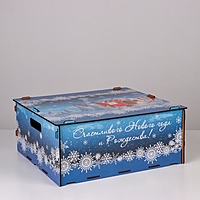 Подарочный ящик "С Новым годом! Чайный домик", разноцветный, 33×29×14 см
