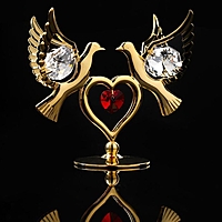 Сувенир «Голубки на сердце» , 6,5×3,5×7 см, с кристаллами Сваровски
