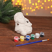 Набор для творчества подсвечник под раскраску "Дед мороз с мешком" краски 6 шт по 3мл, кисть   49792