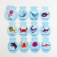 Карточки на кольце для игры "Морские обитатели"